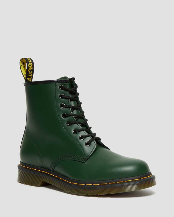 Dr Martens Mens 1460 Smooth Leather Lace Up Ankle Boots Green - 96307FSQB